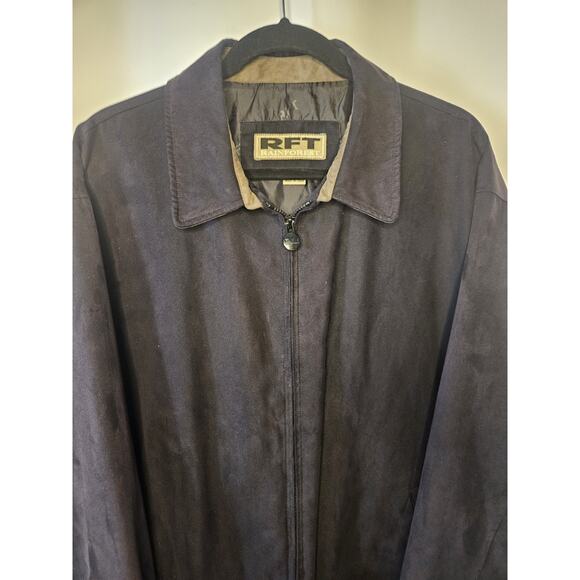 Vintage RFT Rainforest Black Micro Suede Jacket XL Inside Zipper Phone Pocket - Picture 2 of 10